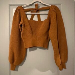 MinkPink Cropped Tie-Back Sweater